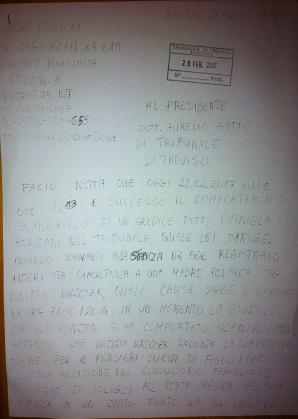 [VIDEO] Włoska sędzia zaszydziła z polskiej matki chcącej ratować dziecko przed samobójstwem! Patriot24.net zgłosił skargę na ohydne zachowanie sędzi Danieli Ronzani i jej asystenta Prezydentowi Trybunału w Treviso Aurelio Gatto! Powiadamiamy Ministerstwa!